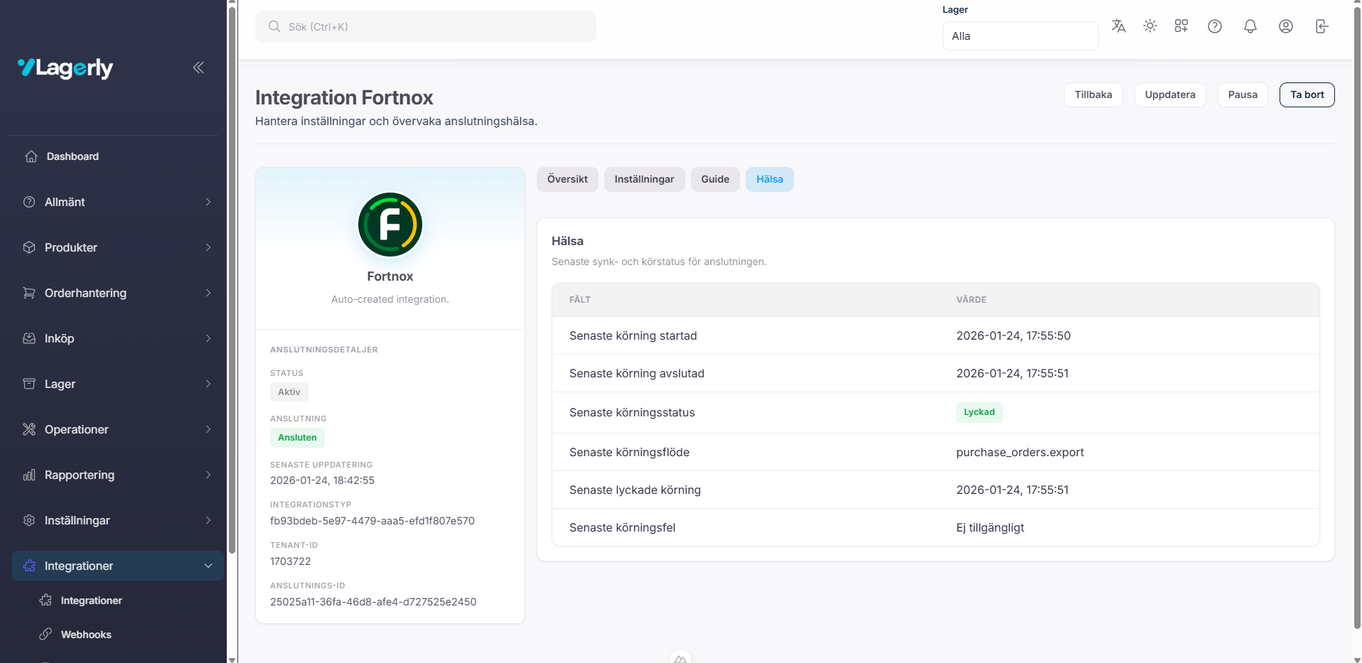 Integrationsinställningar
